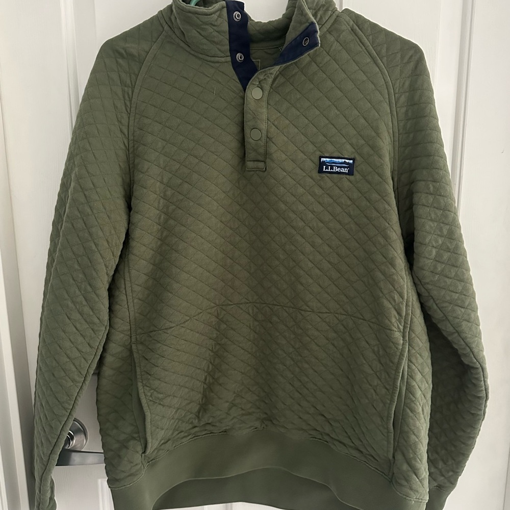 L.L. Bean Olive Quilted Pullover